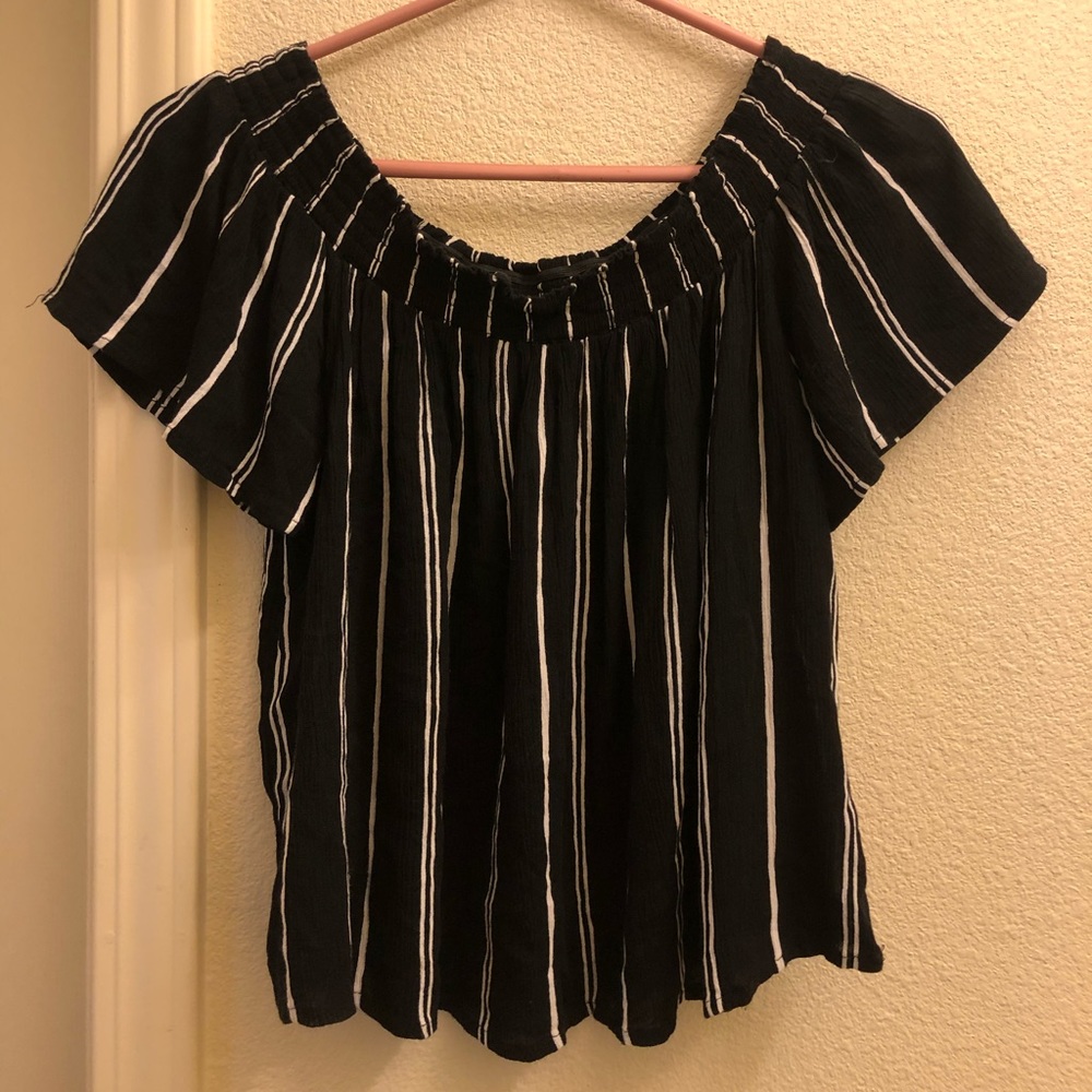 Black and white off the shoulder top